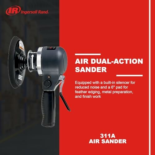 Ingersoll Rand air dual-action sander with silencer and 6-inch pad.