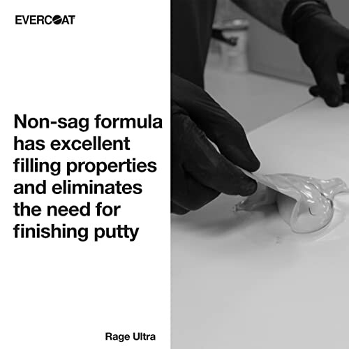 Person applying Evercoat Rage Ultra non-sag formula putty