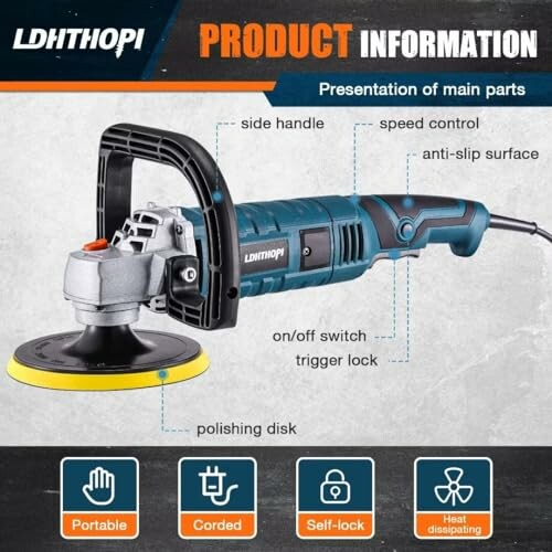 LDHTOPI polishing tool with labeled parts and features.