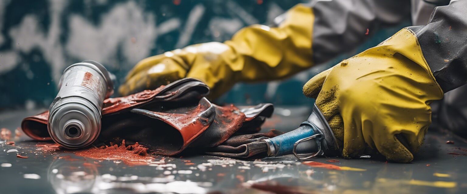 Safety gear in use during auto painting