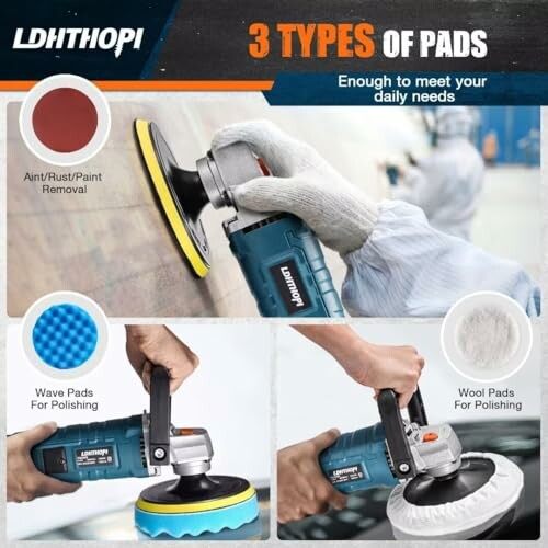 Three types of polishing pads for different uses.